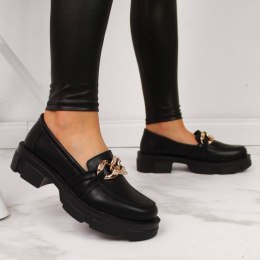 Półbuty skórzane z łańcuchem Filippo W PAW252 czarne 36