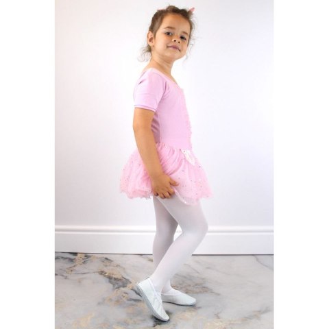 Baletki do tańca skórzane na gumki białe Jr Nazo 24