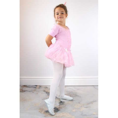 Baletki do tańca skórzane na gumki białe Jr Nazo 28