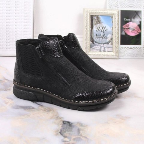 Komfortowe botki na suwaki ocieplane Rieker W RKR555 37