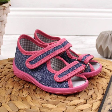 Kapcie domowe Nazo Jr TEX4B granatowo-różowe 20