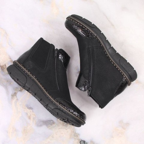 Komfortowe botki na suwaki ocieplane Rieker W RKR555 37