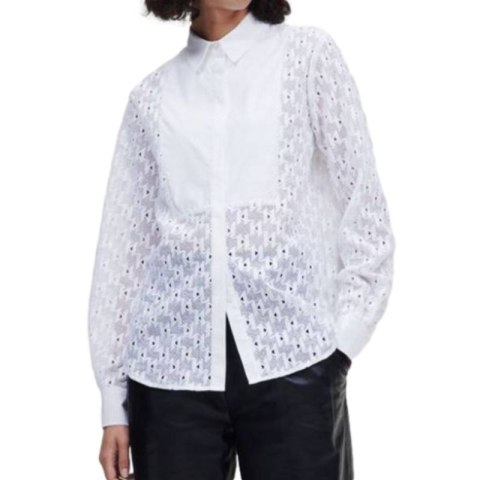 Koszulka Karl Lagerfeld KL Monogram Lace Bib Shirt W 220W1600