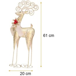 Renifer świąteczny złoty metalowy BOŻE NARODZENIE Piękne NOGI XL 61 cm KSN119