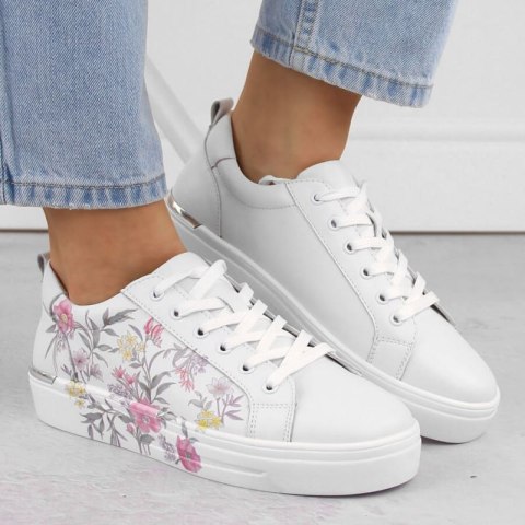 Skórzane półbuty sportowe Filippo W PAW525 kwiaty 38